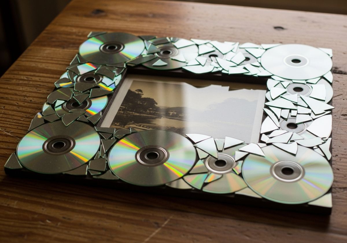 Rám na fotografiu zo starých CD.