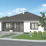 Moderný bungalov so stanovou strechou.