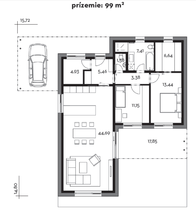 Dom pre troch - pôdorys