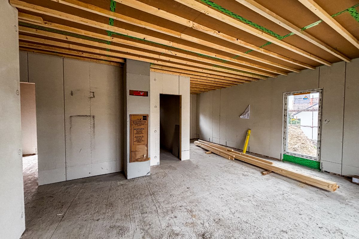 Interiér montovanej drevostavby ATRIUM.