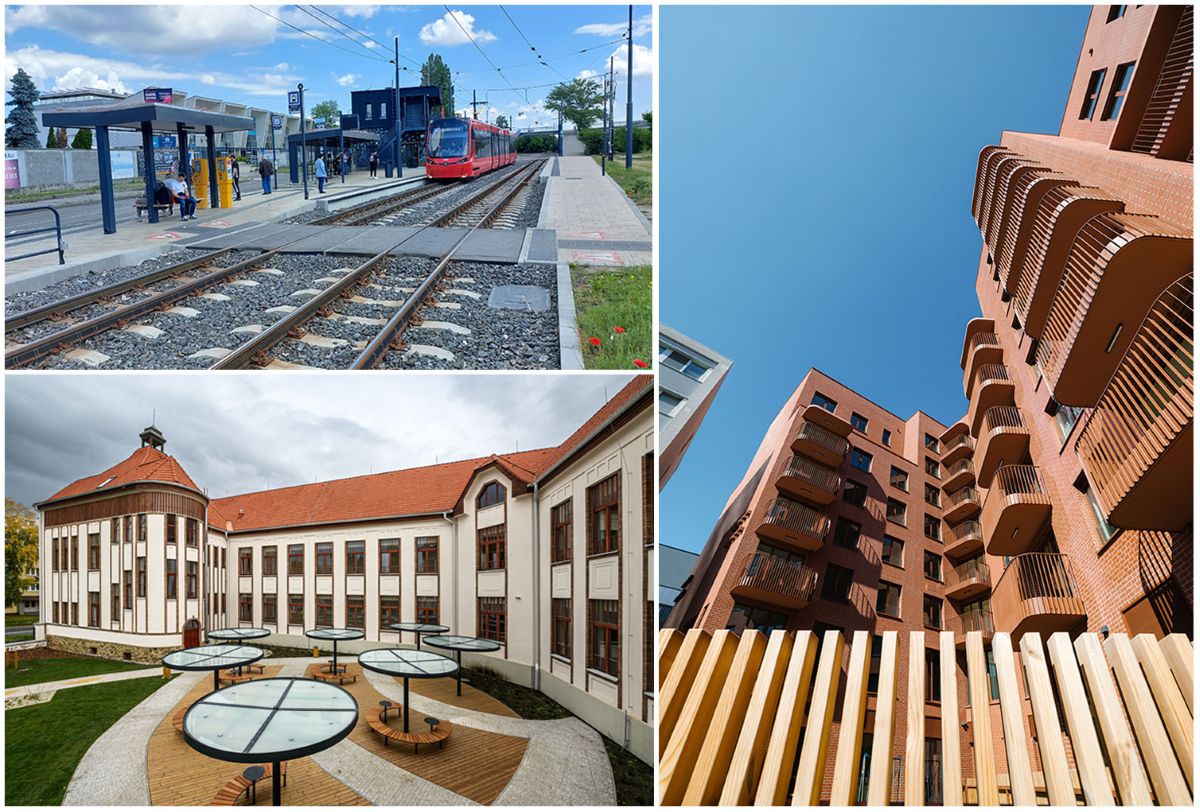 Koláž stavebných projektov realizovaných za posledné roky.