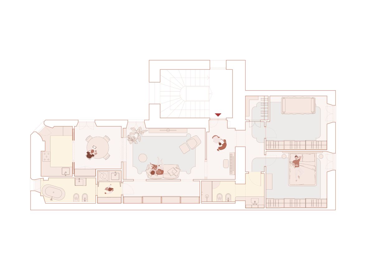 Pôdorys bytu Sabotino.