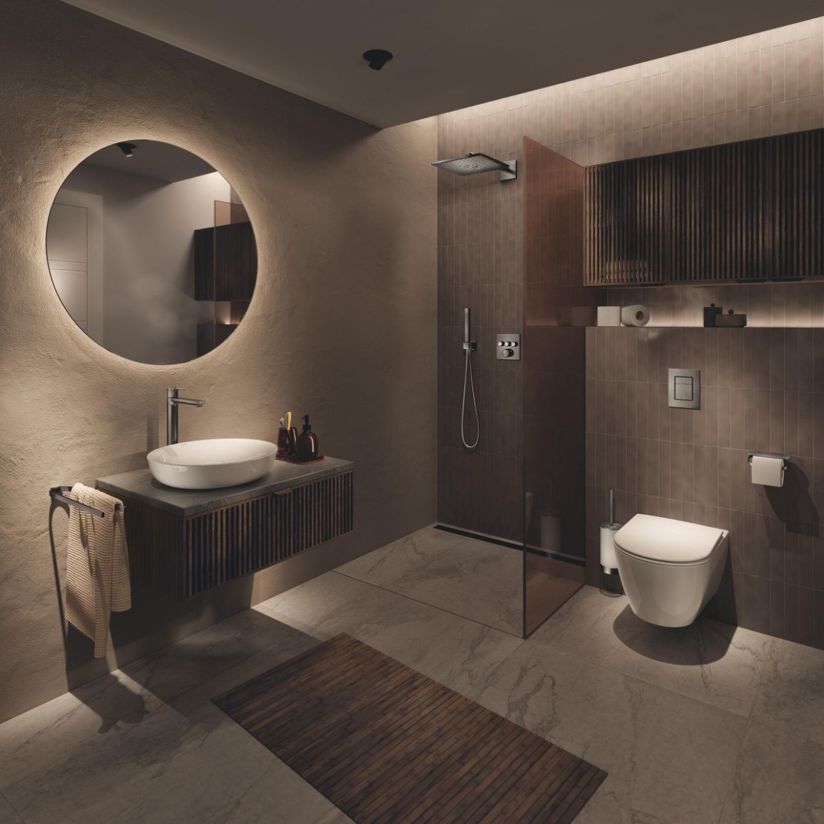 Kúpeľňa so zariadením Grohe Hard Graphite.