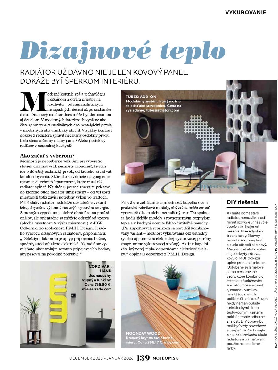 Dizajnové teplo o vykurovaní.