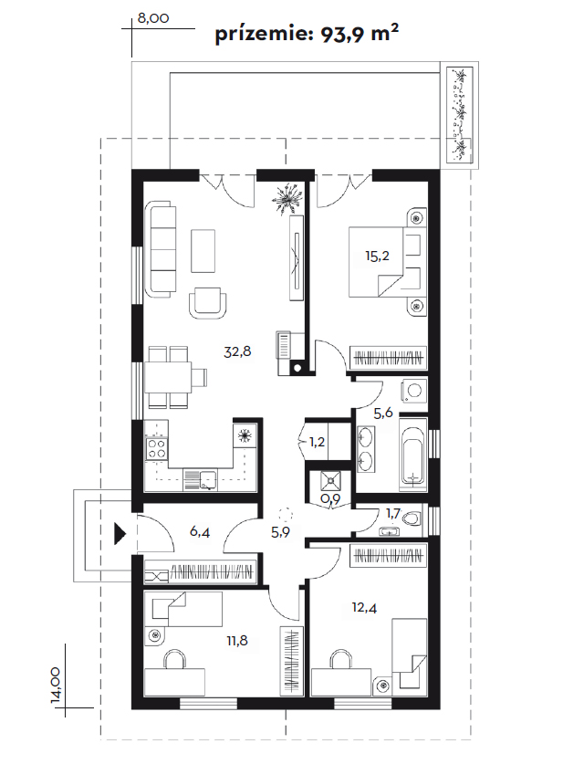 Projekt prízemného rodinného domu LAGUNA19