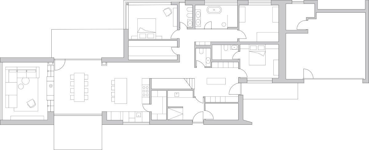 Pôdorys prvého nadpodlažia.