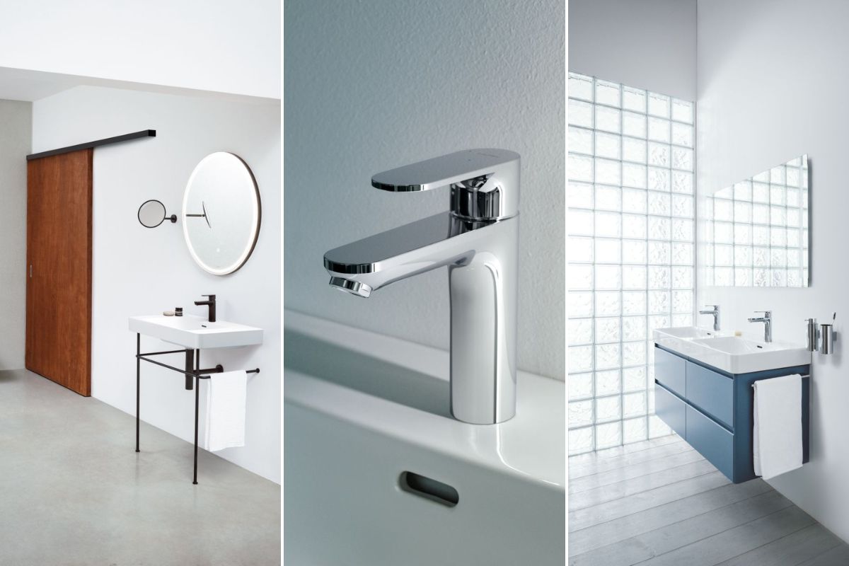 Koláž produktov LAUFEN, kolekcia PRO X a kúpeľňový nábytok BASE 2.0.