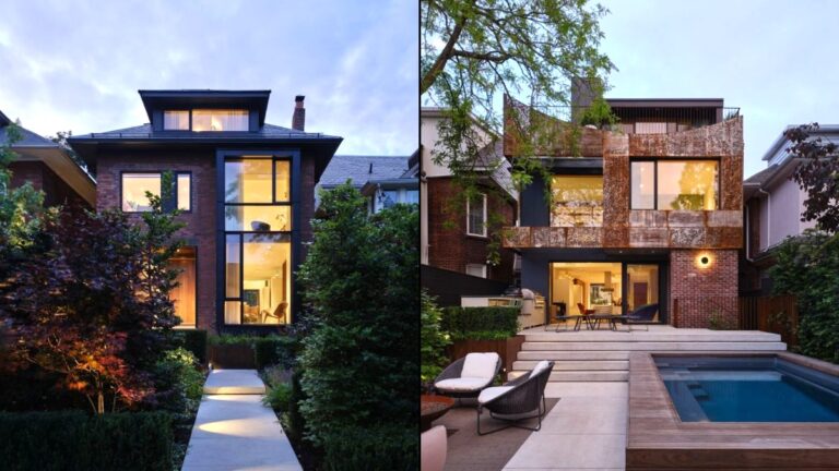 Pohľad na mestský rodinný dom spredu aj zozadu.