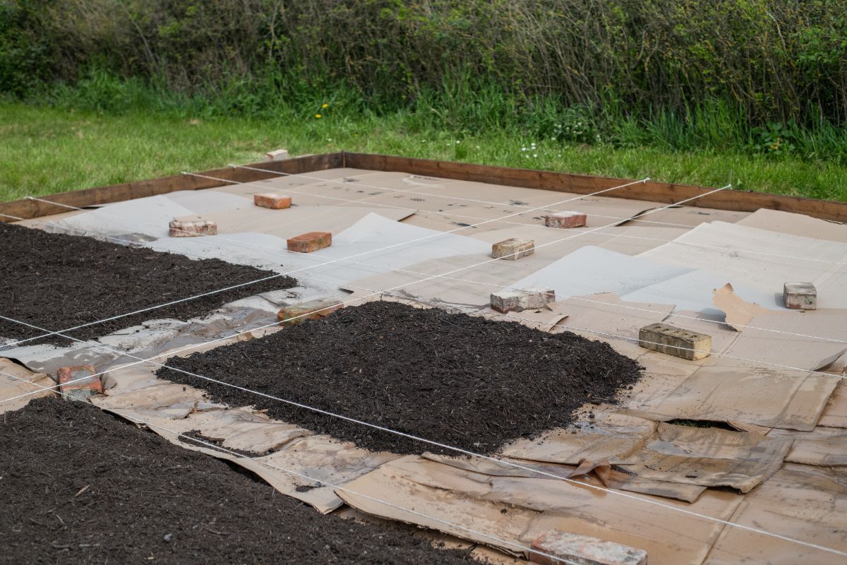 Výroba záhonov bez rýľovania.