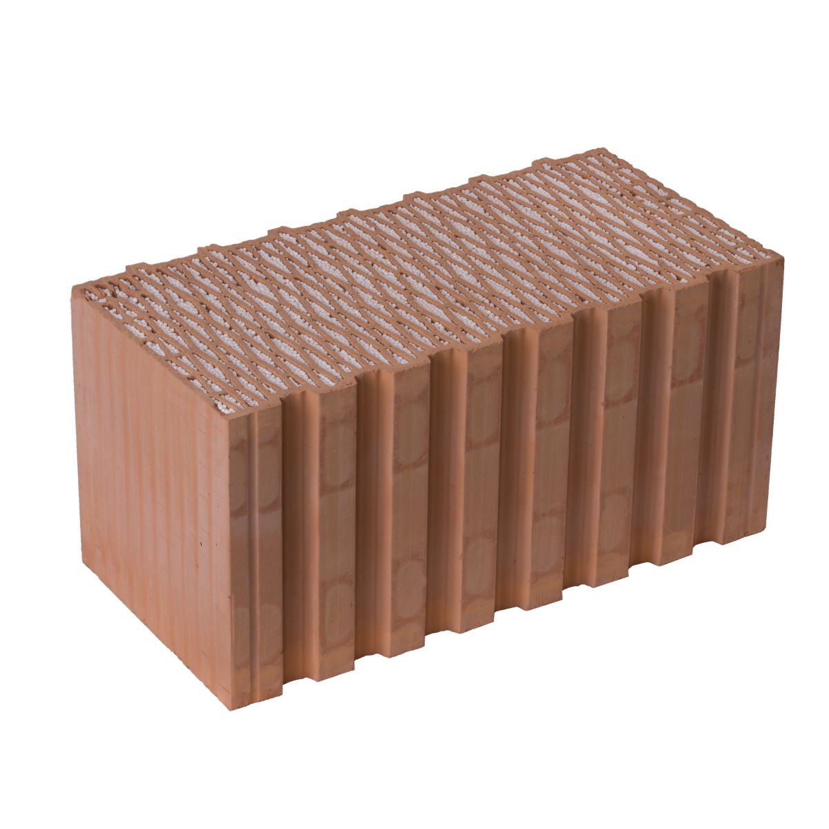 Brúsená tehla HELUZ Family 2in1 plnená guľôčkovým polystyrénom.