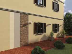 Časť fasády zrekonštruovaného historického domu.