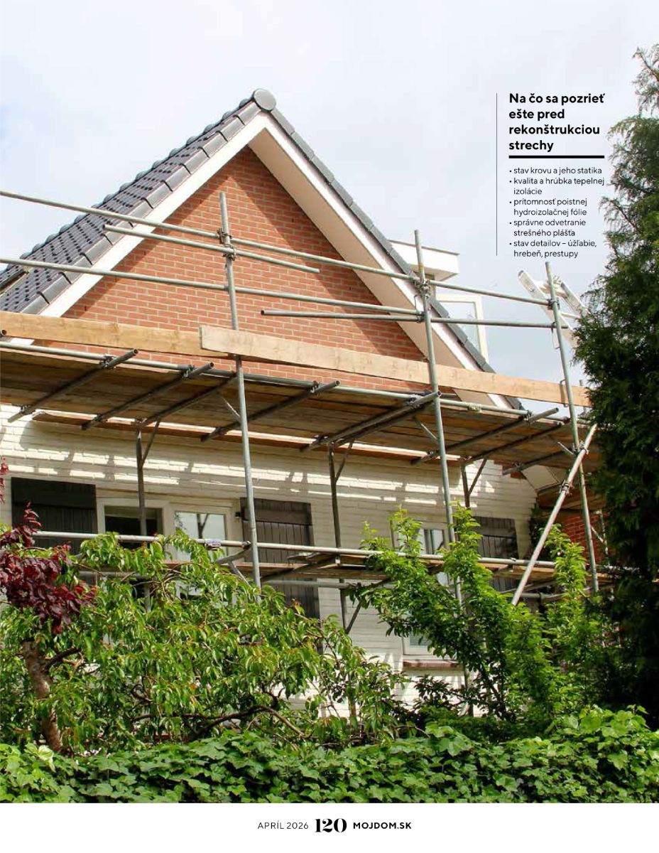 Môj dom 04/2026, rekonštrukcia strechy,