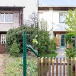 Exteriér radového domu spredu pred rekonštrukciou a po nej.