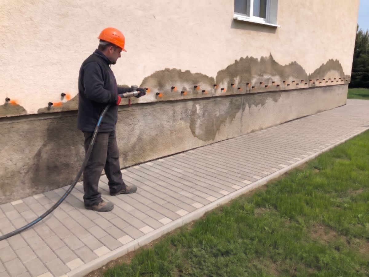 Injektáž vlhkého muriva pri jeho sanácia.
