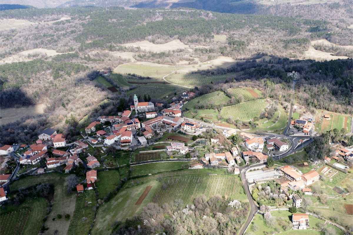 Krasová krajina na západe Slovinska sa vyznačuje silným vetrom a intenzívnym slnečným žiarením. 