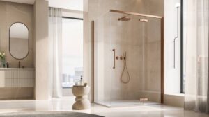 Moderná kúpeľňa s preskleným walk-in sprchovým kútom Oriana.